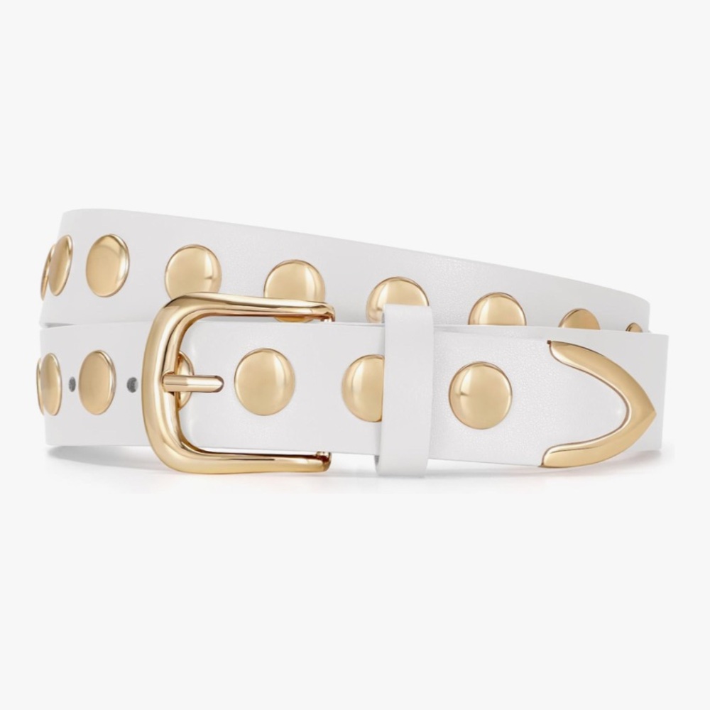 NWOT - White Belt with Gold Studs